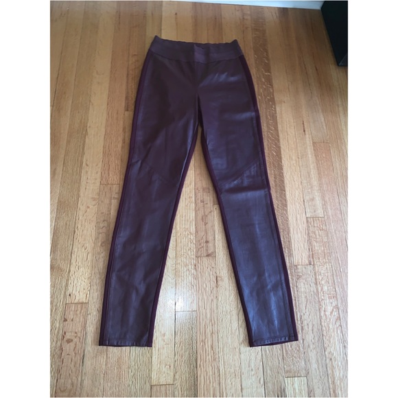 PAIGE Pants - Merlot Red Pleather Moto Leggings by PAIGE